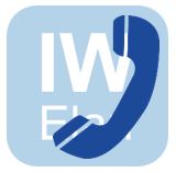 Telefonhörer - im Hintergrund das IW-Elan-Logo