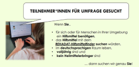Ausschnitt aus dem Flyer mit den Anforderungen für die Teilnahme an der Umfrage